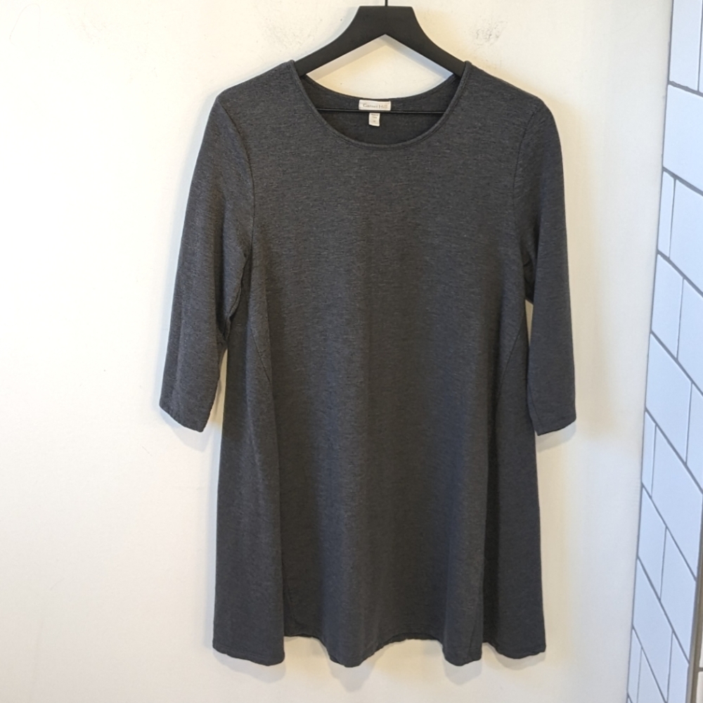 Garnet Hill Grey Tencel Lyocell A Lined Seamed Tunic - Picture 1 of 6